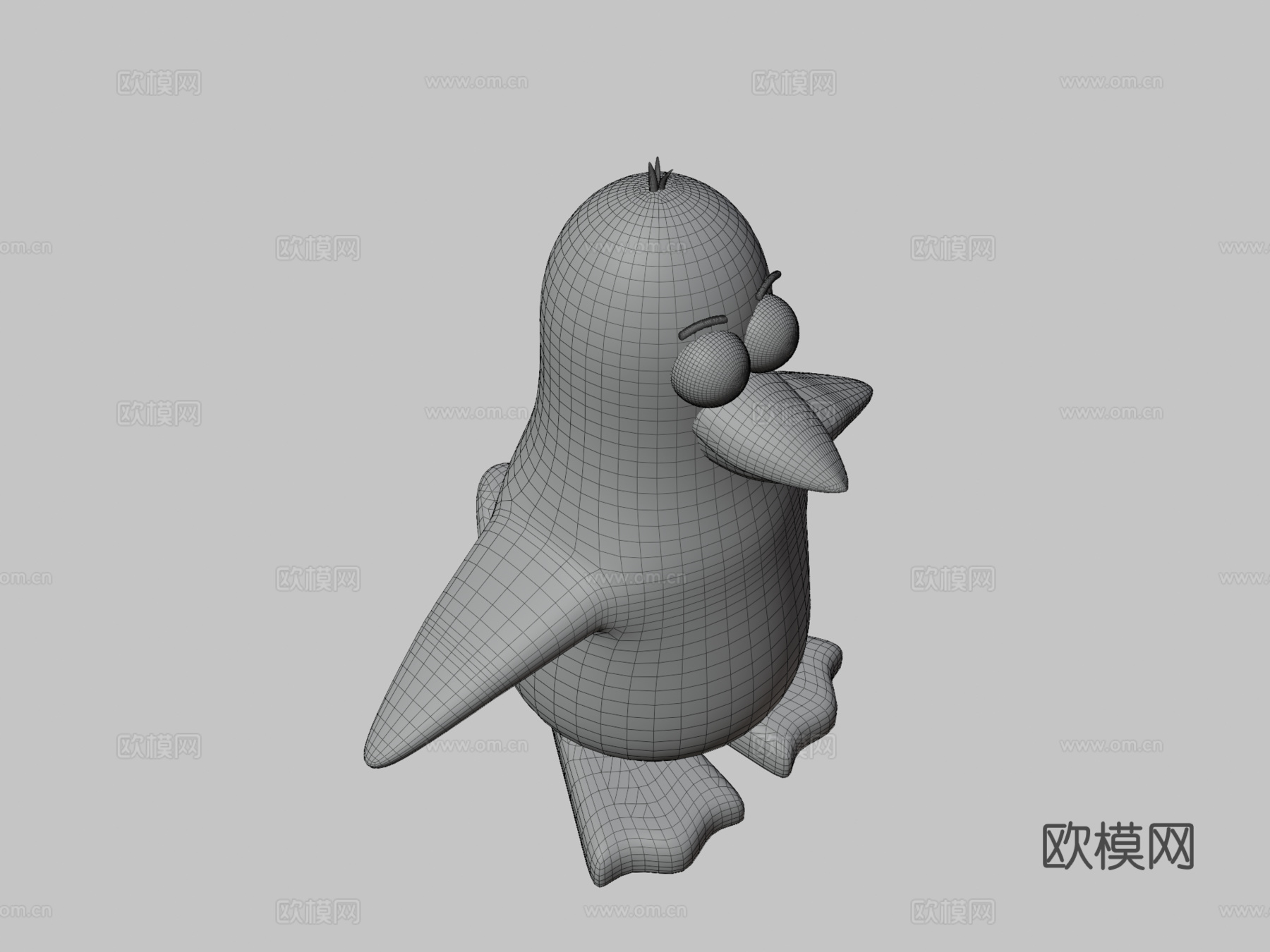 风格化企鹅角色绑定su模型