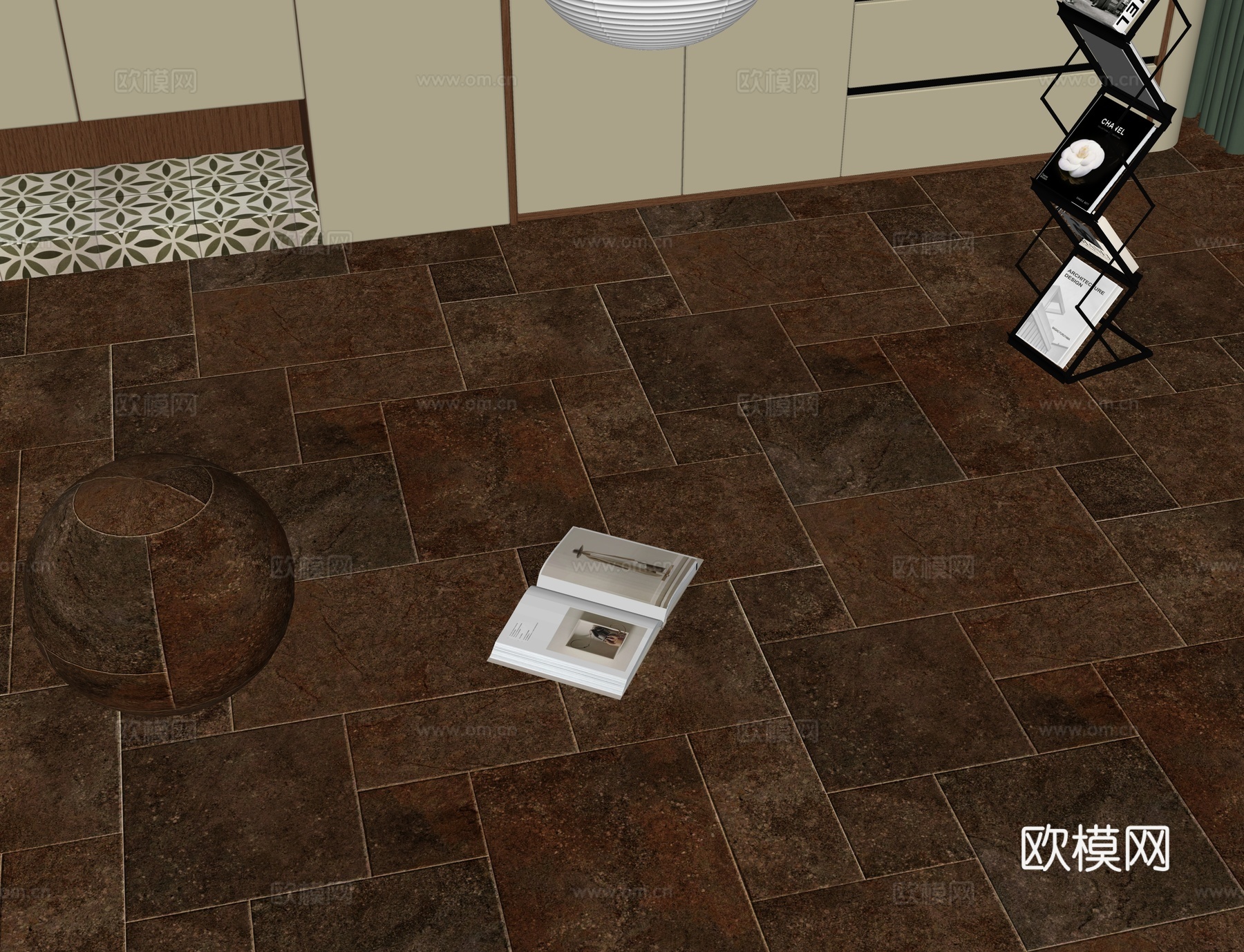 现代莱姆石su模型下载（渲染图2）