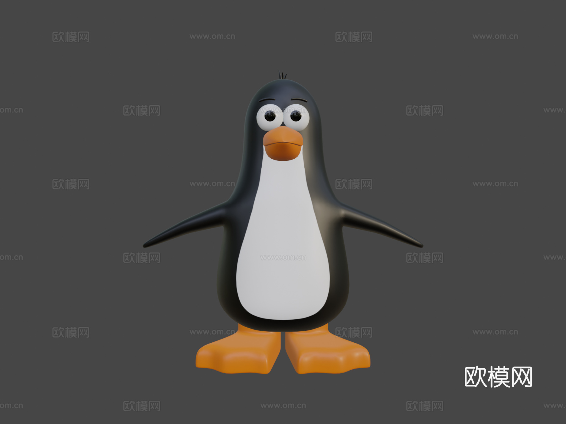 风格化企鹅角色绑定su模型
