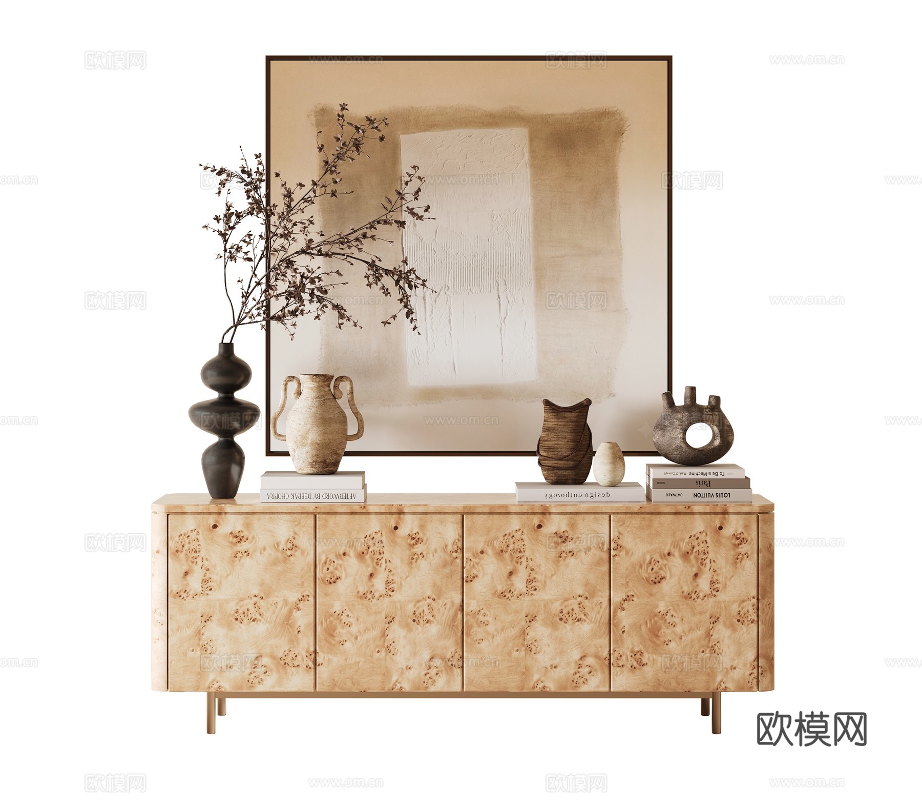侘寂风边柜su模型