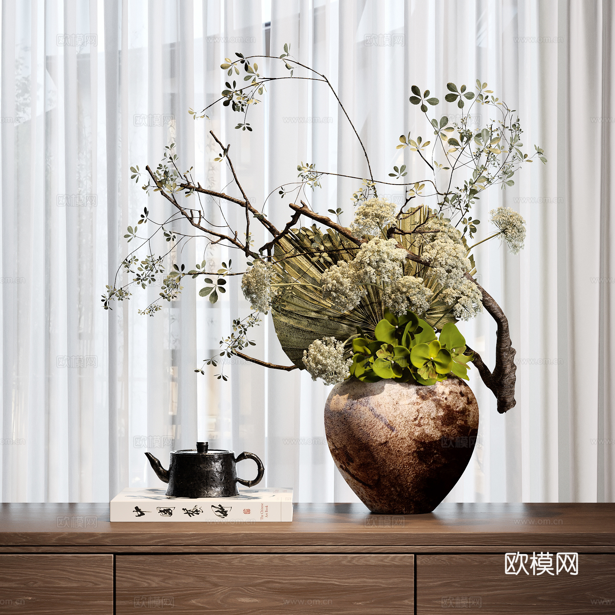 现代花瓶花艺插花3d模型下载