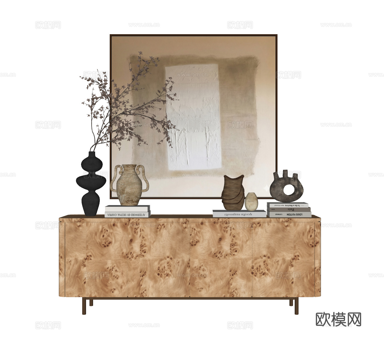 侘寂风边柜su模型