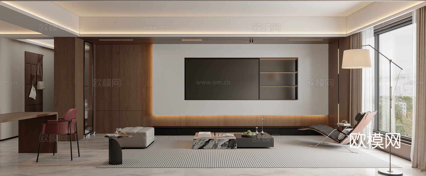 意式现代简约客餐厅3d模型下载