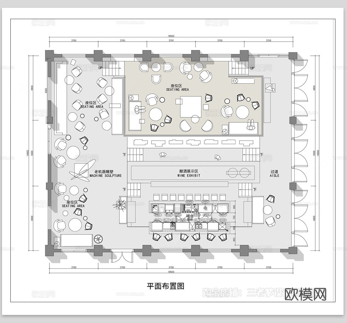 清吧酒馆CAD平面布置图  音乐餐厅 小酒吧cad施工图下载
