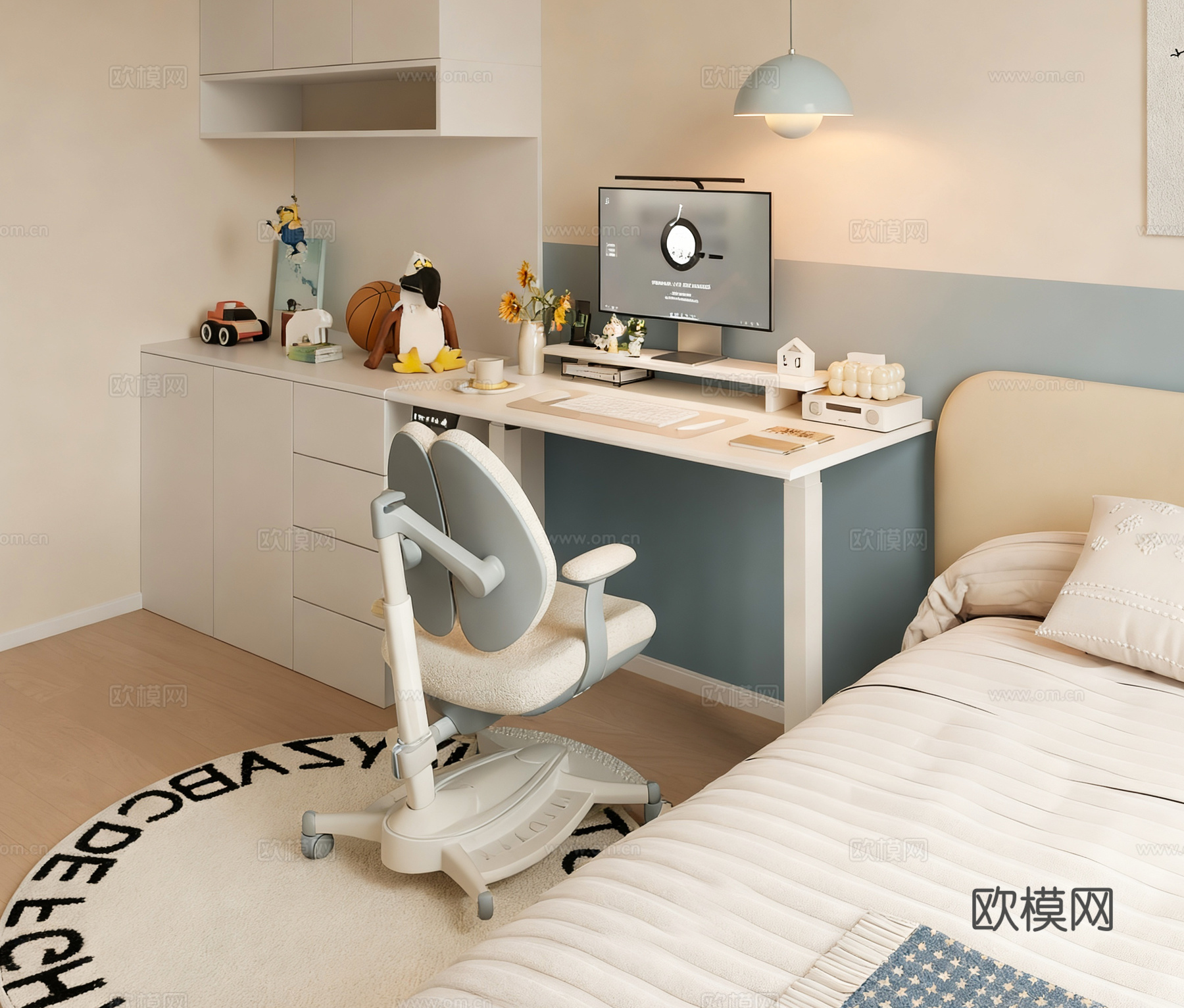 儿童书桌椅3d模型下载