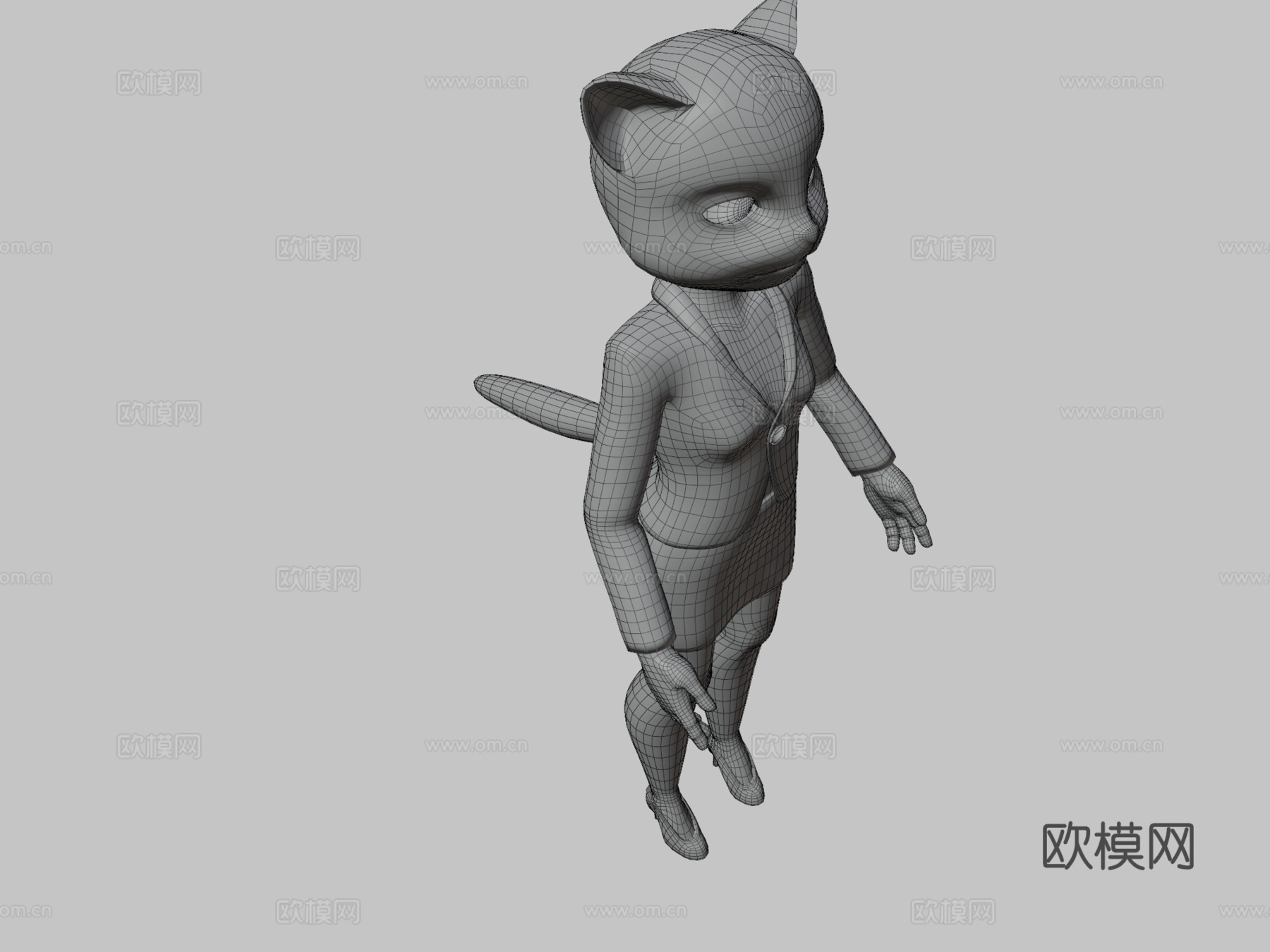 拟人化猫角色su模型下载（渲染图3）