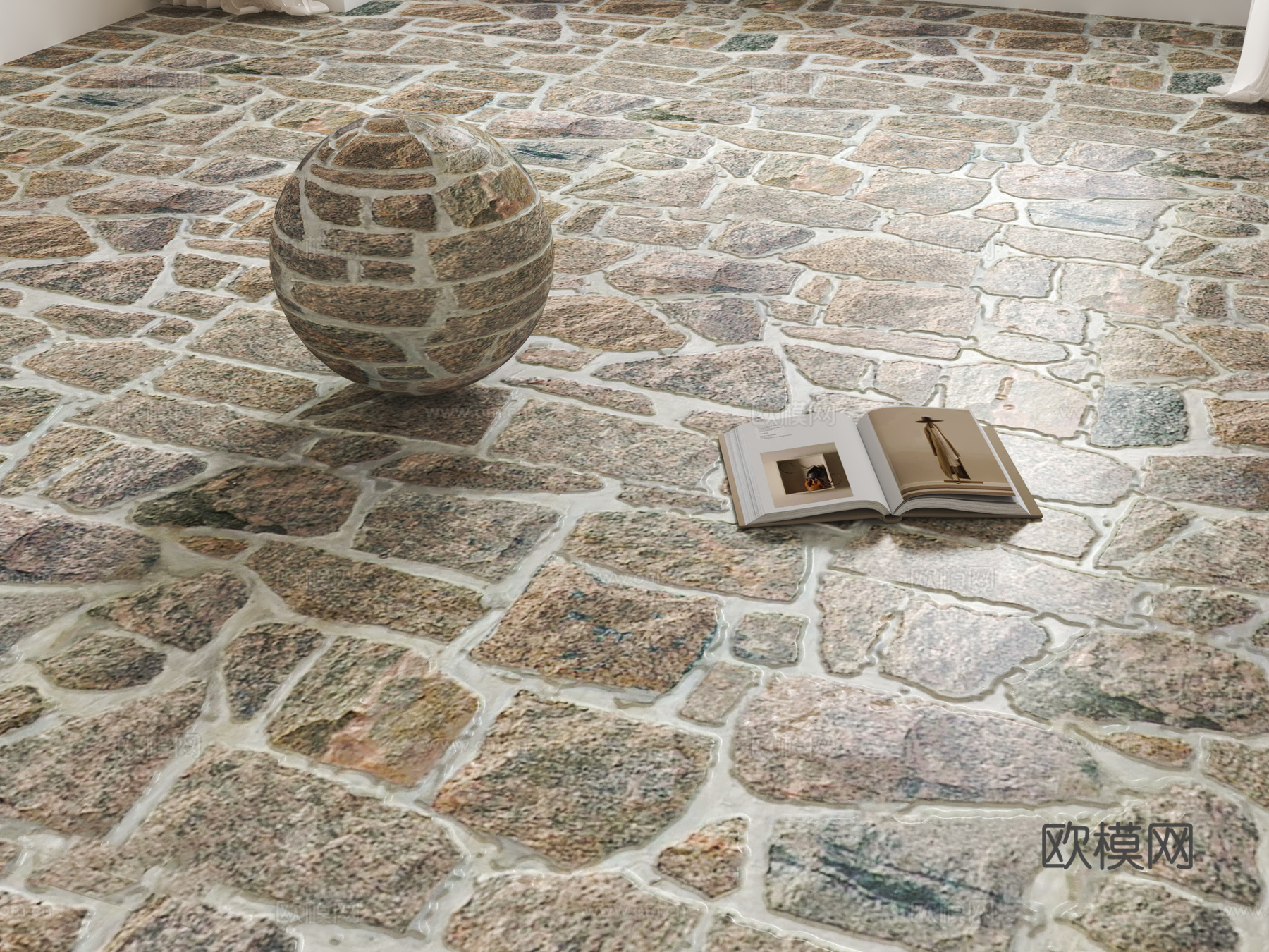 现代仿古砖地面su模型下载（渲染图1）