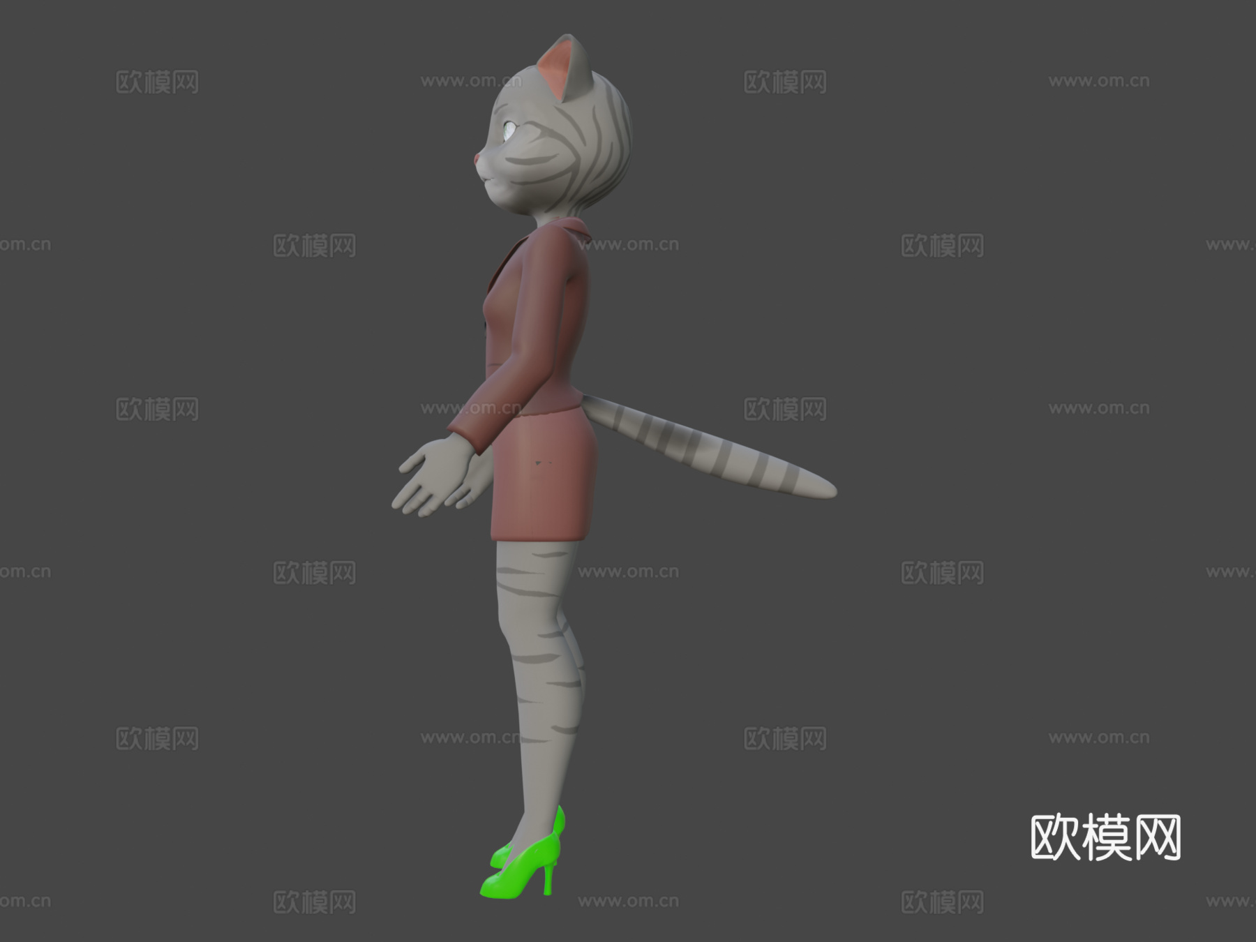 拟人化猫角色su模型下载（渲染图6）