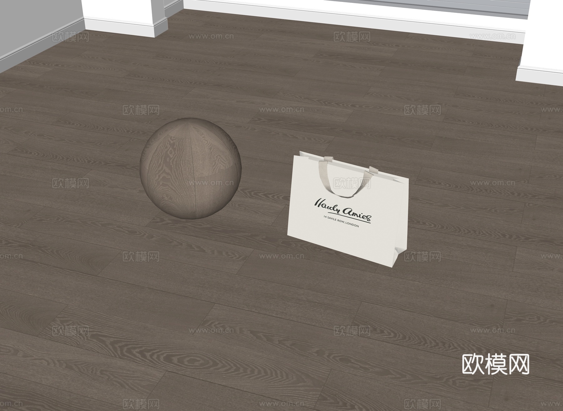 现代木地板su模型下载（渲染图2）