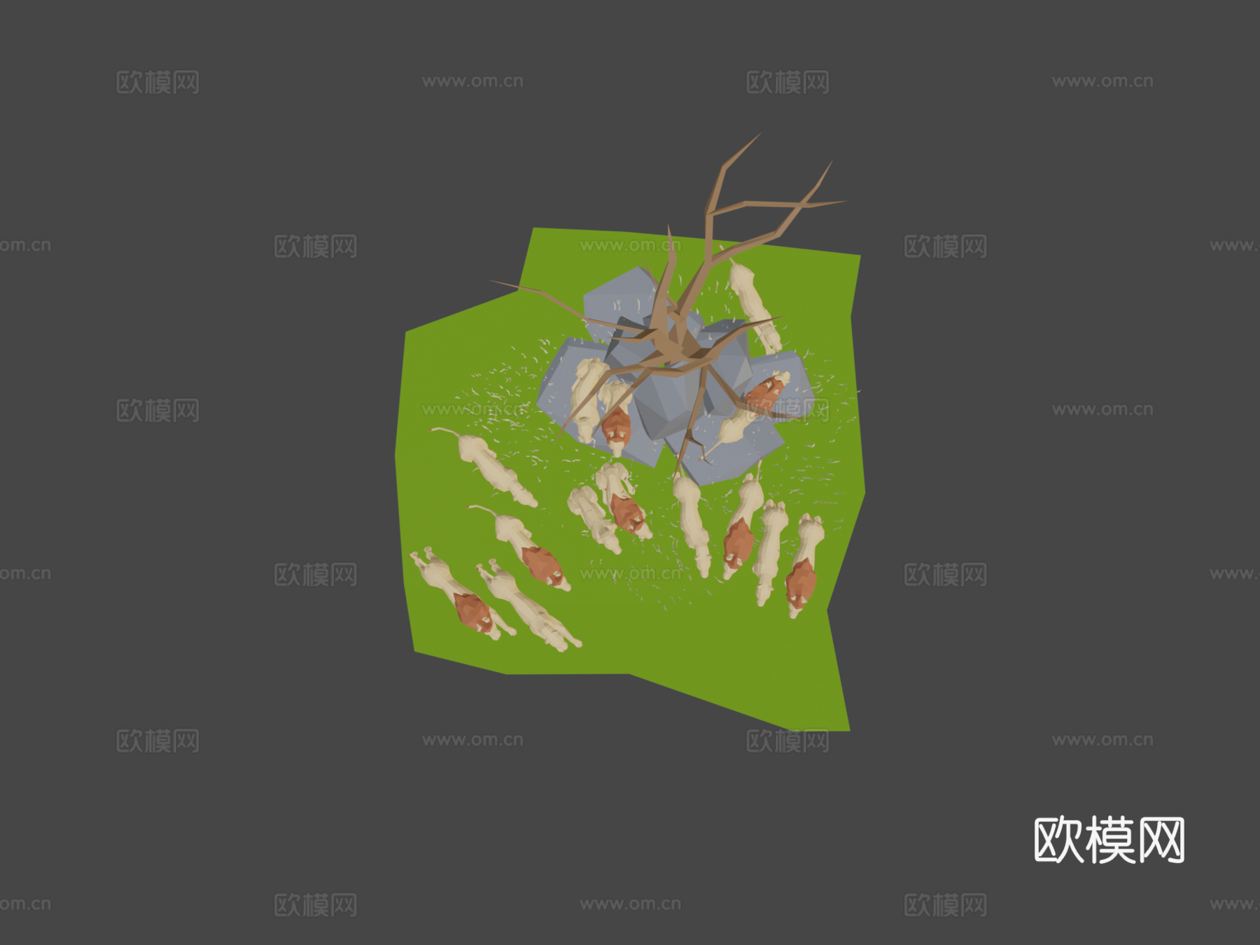 狮子su模型下载（渲染图7）