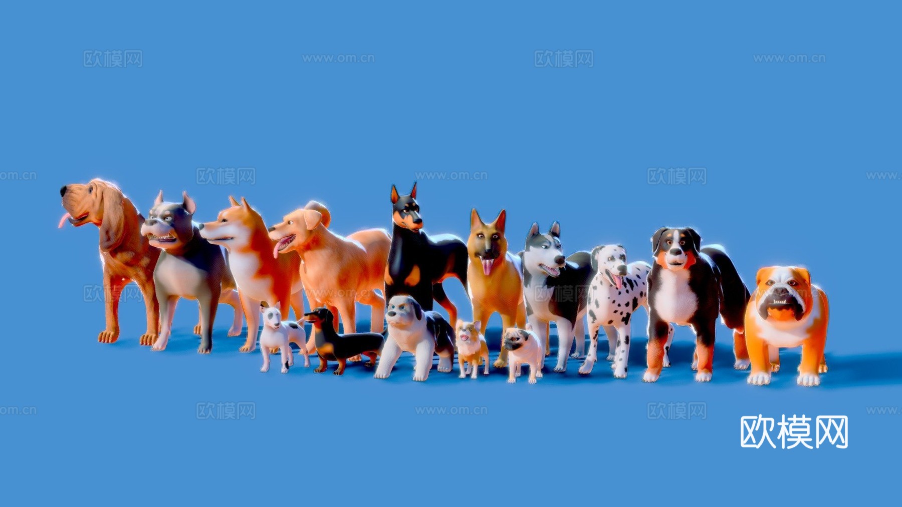 风格化犬只捆绑版su模型下载（渲染图1）