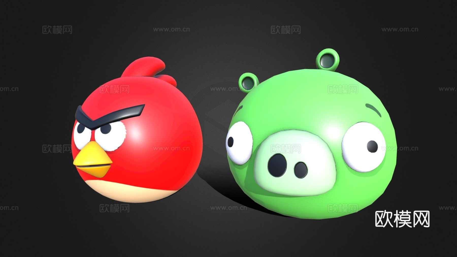 愤怒的小鸟角色集su模型下载（渲染图1）