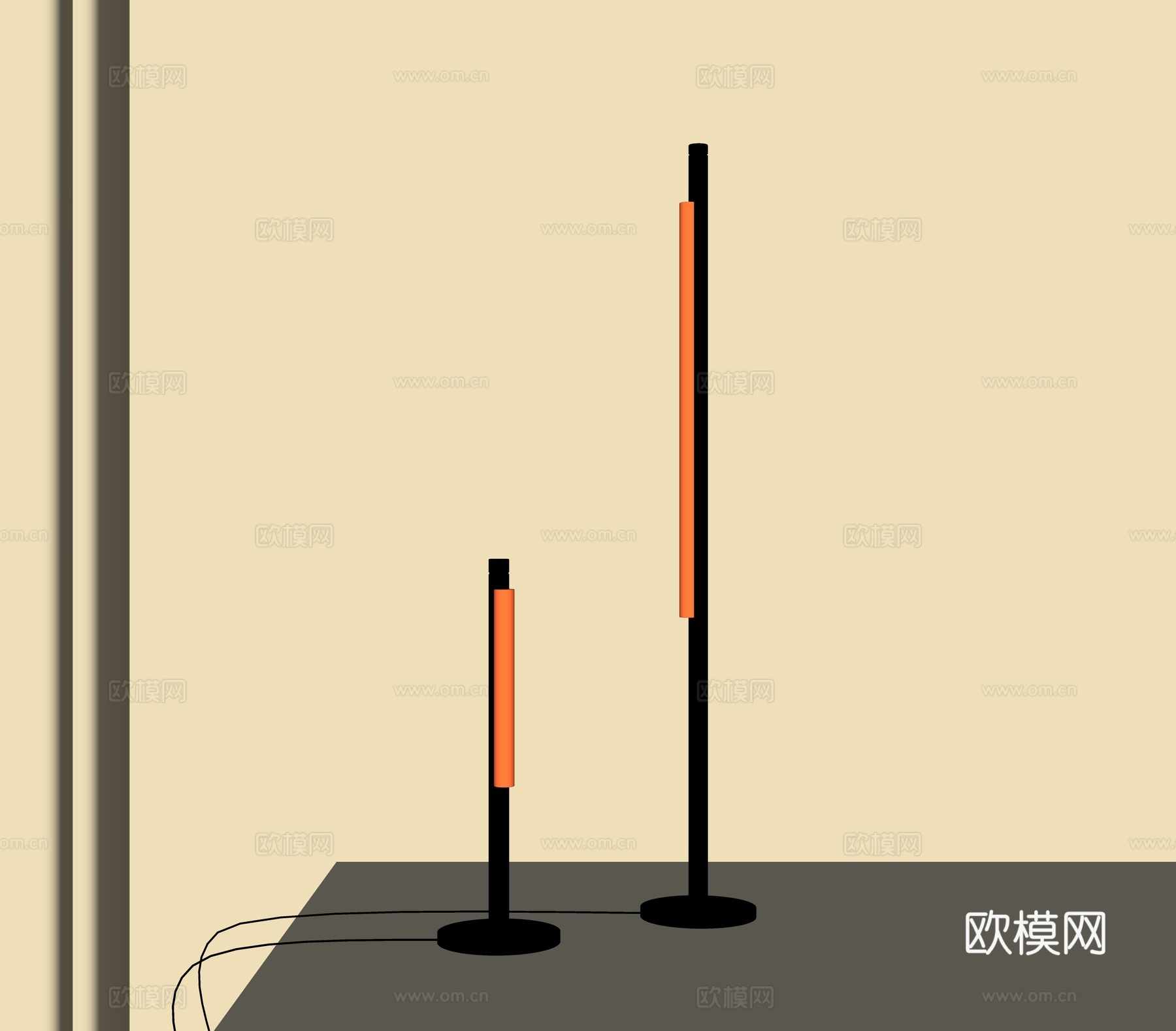 现代落地灯su模型下载（渲染图2）