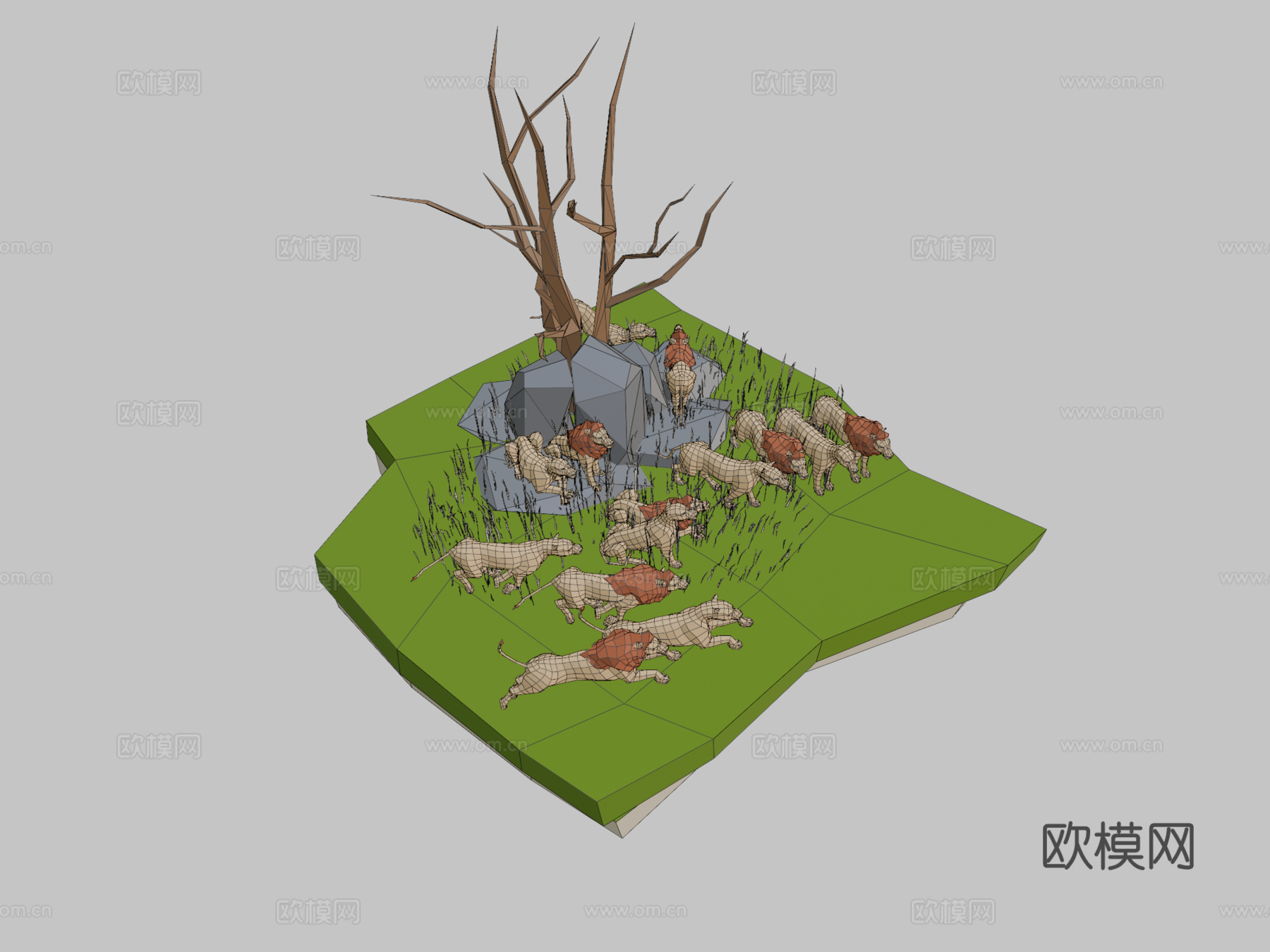 狮子su模型下载（渲染图2）