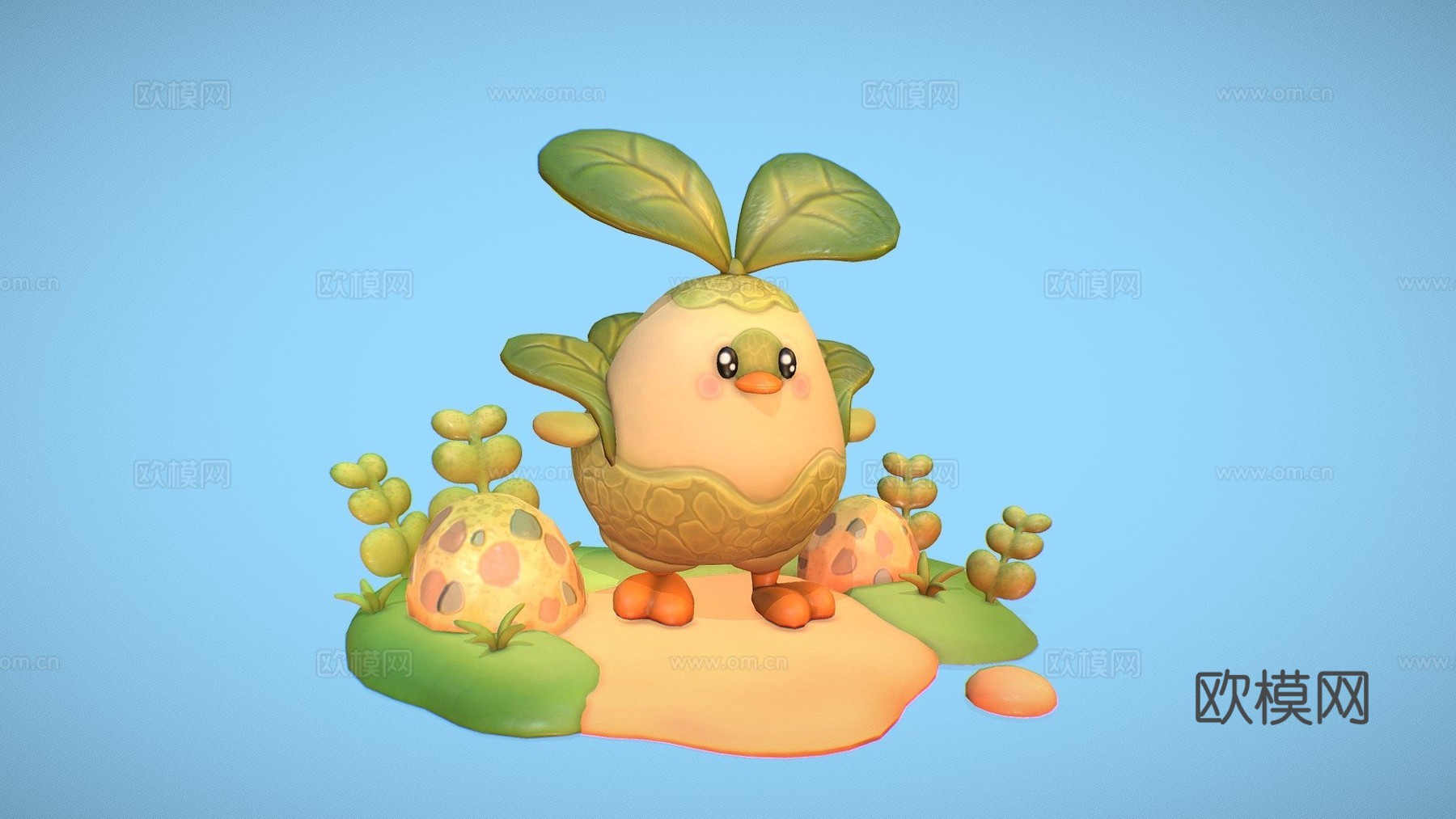 可爱白菜复活节快乐su模型