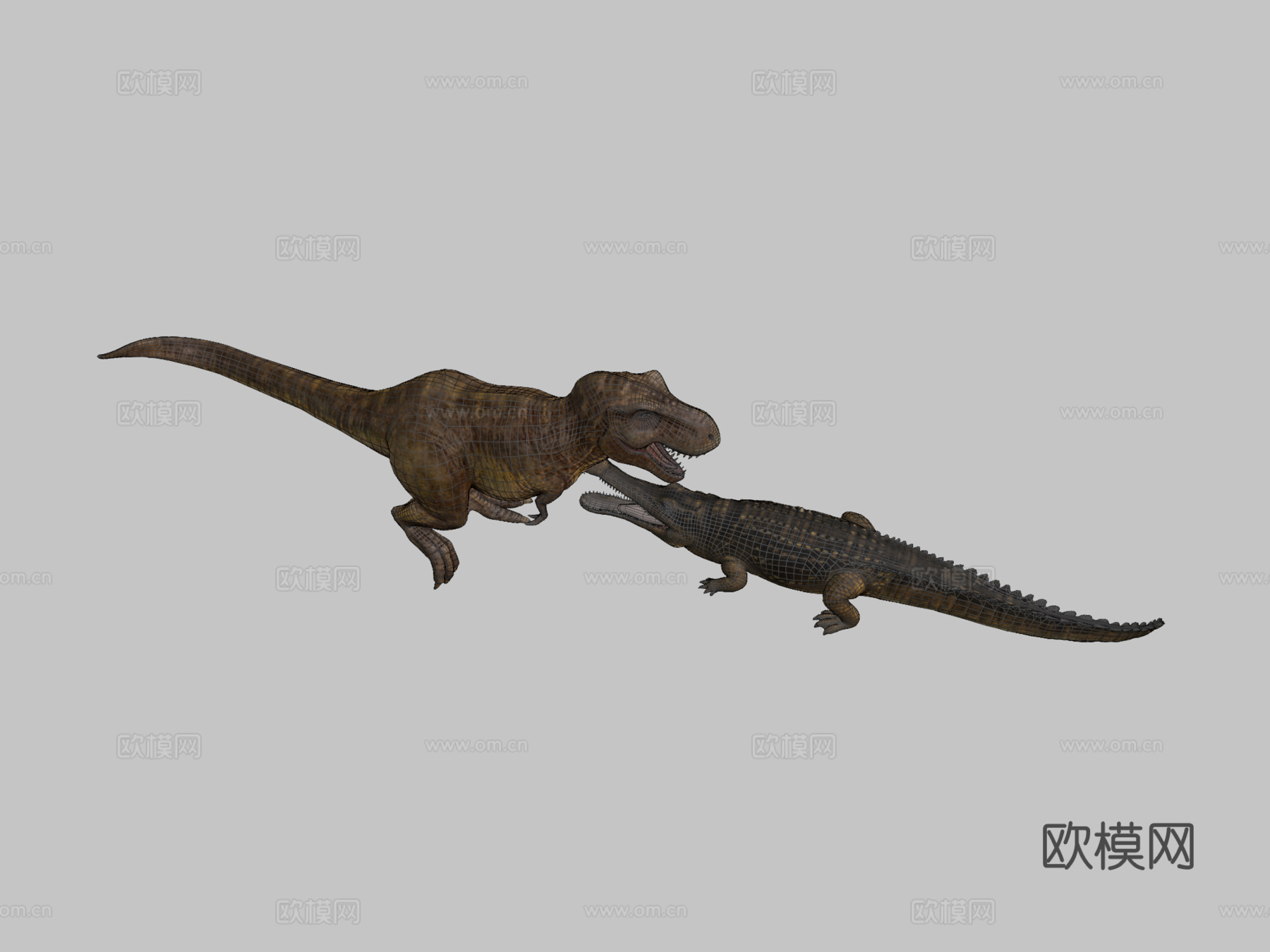 霸王龙对战帝王鳄su模型