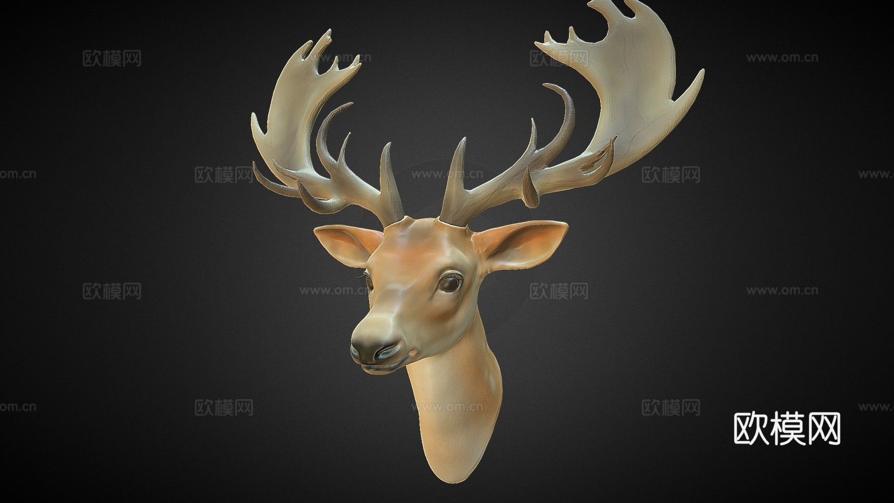 鹿半身像su模型