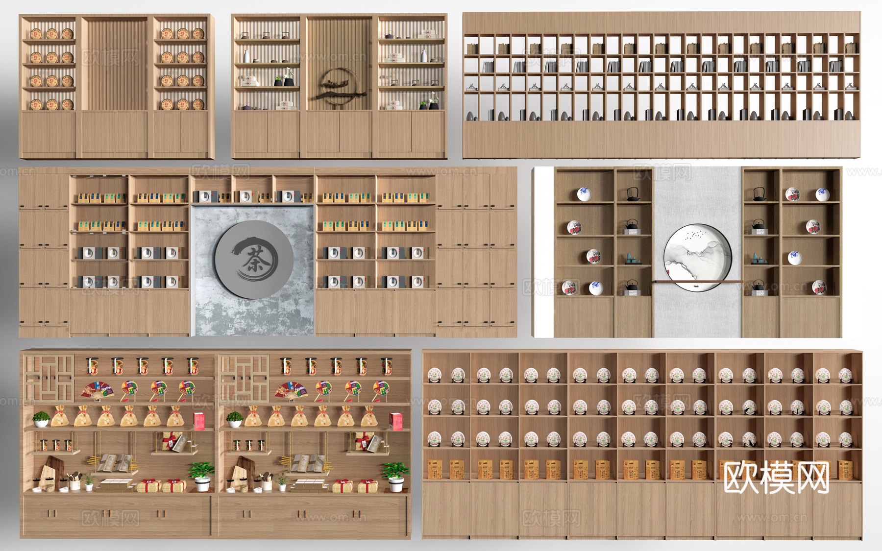 现代货架 货柜 文创展架 超市货架su模型下载（渲染图1）