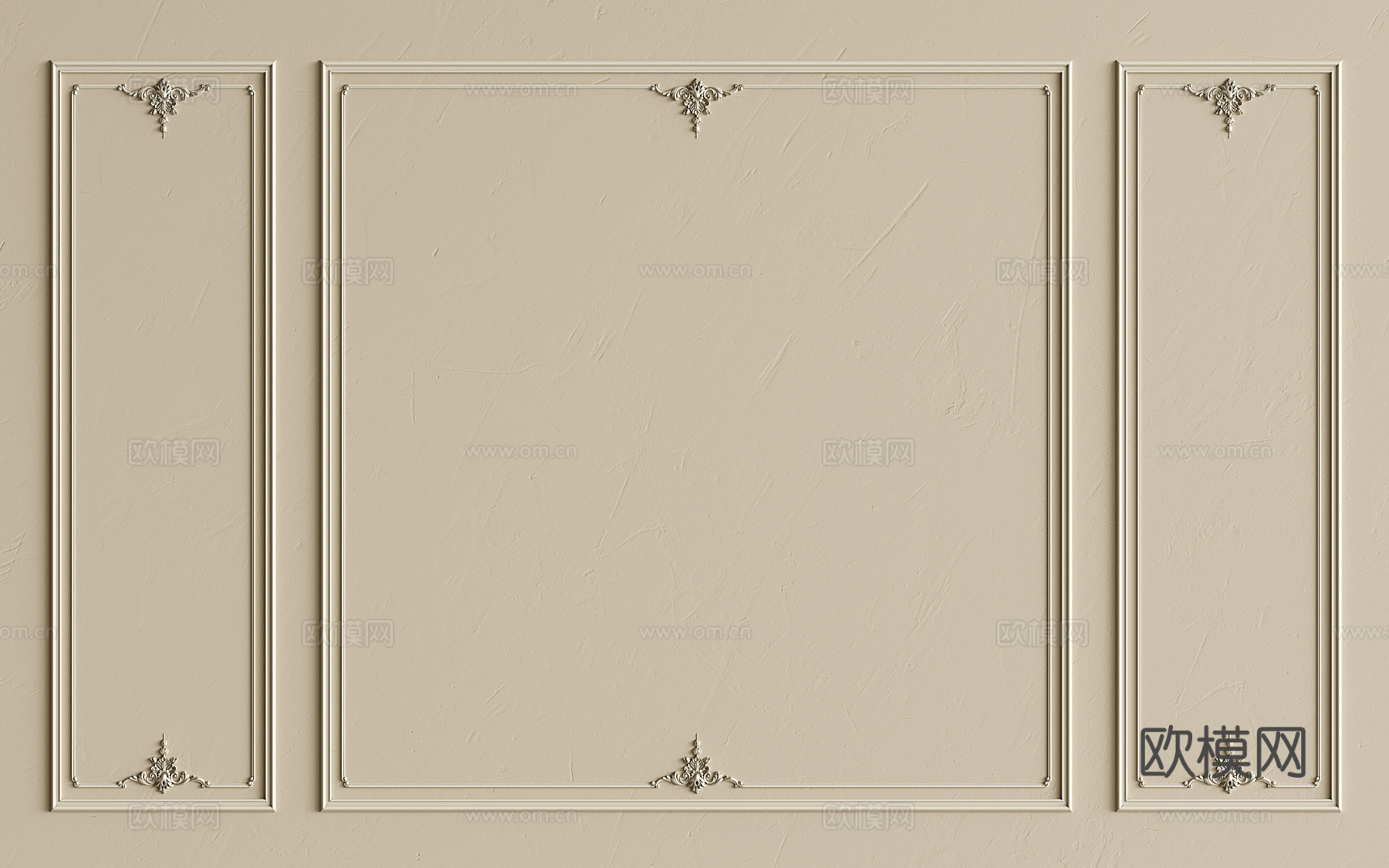 法式石膏雕花线条 欧式石膏线 角花 石膏造型线 石膏线背景墙su模型下载（渲染图1）