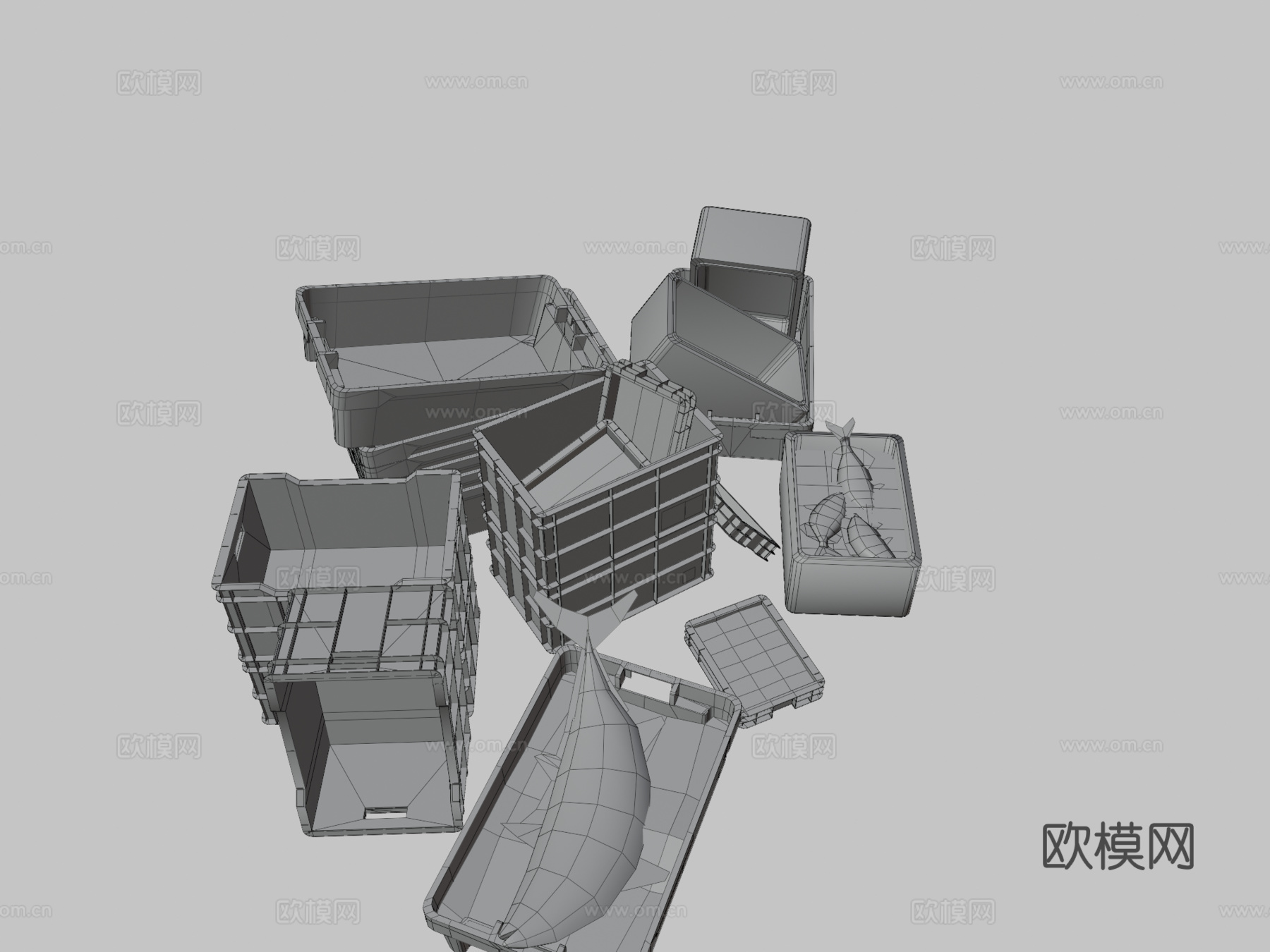 渔用塑料箱su模型