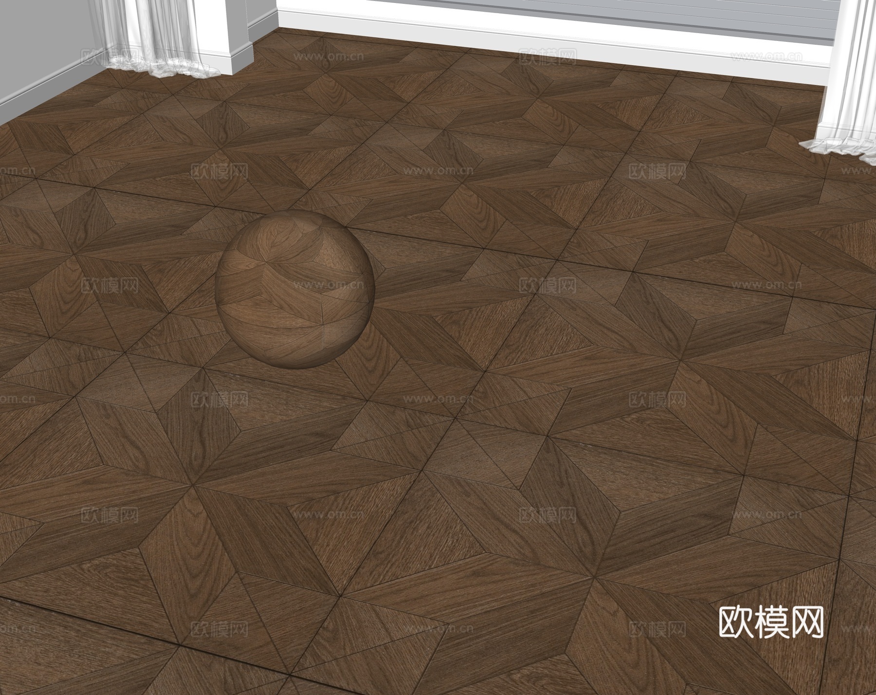 现代木地板su模型下载（渲染图2）