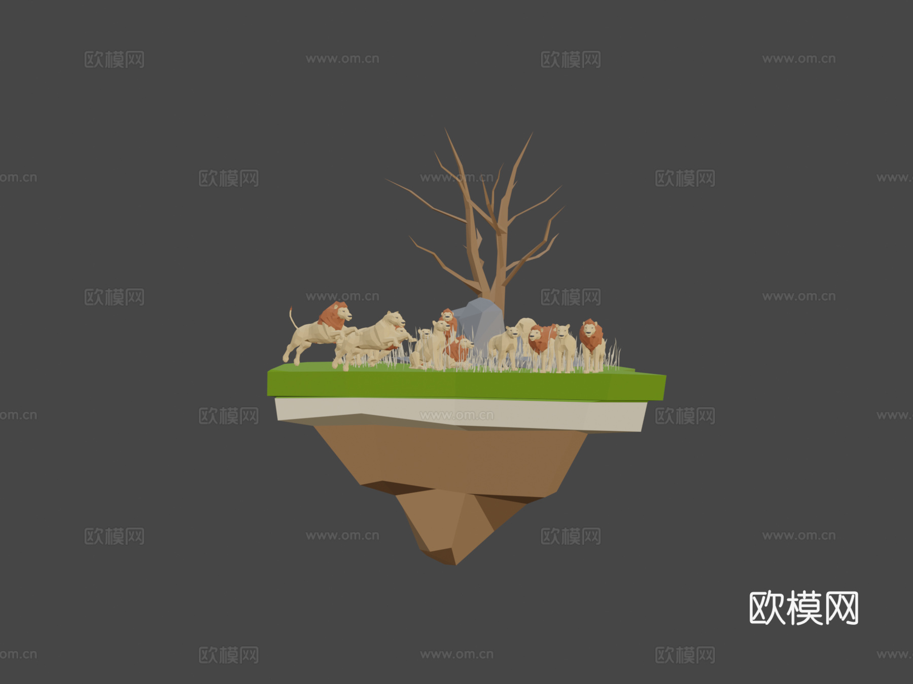 狮子su模型下载（渲染图5）