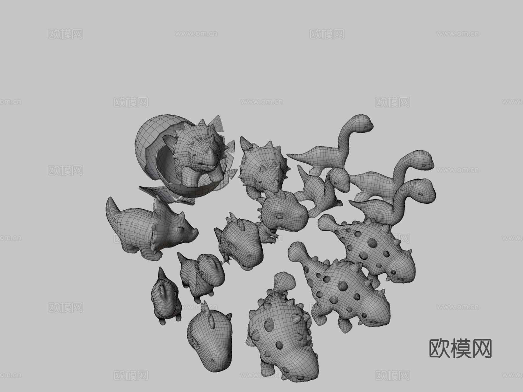 卡通恐龙套装合集su模型