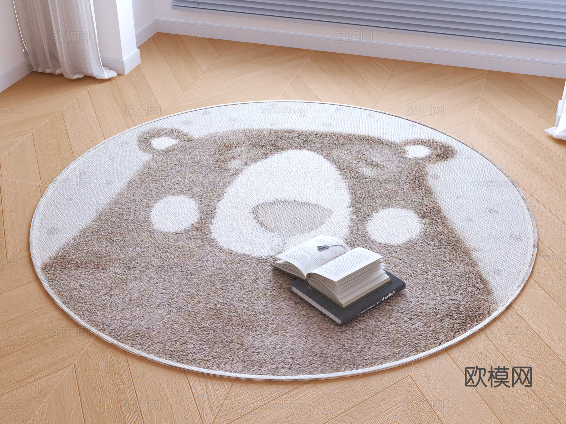现代圆形地毯su模型下载（渲染图1）