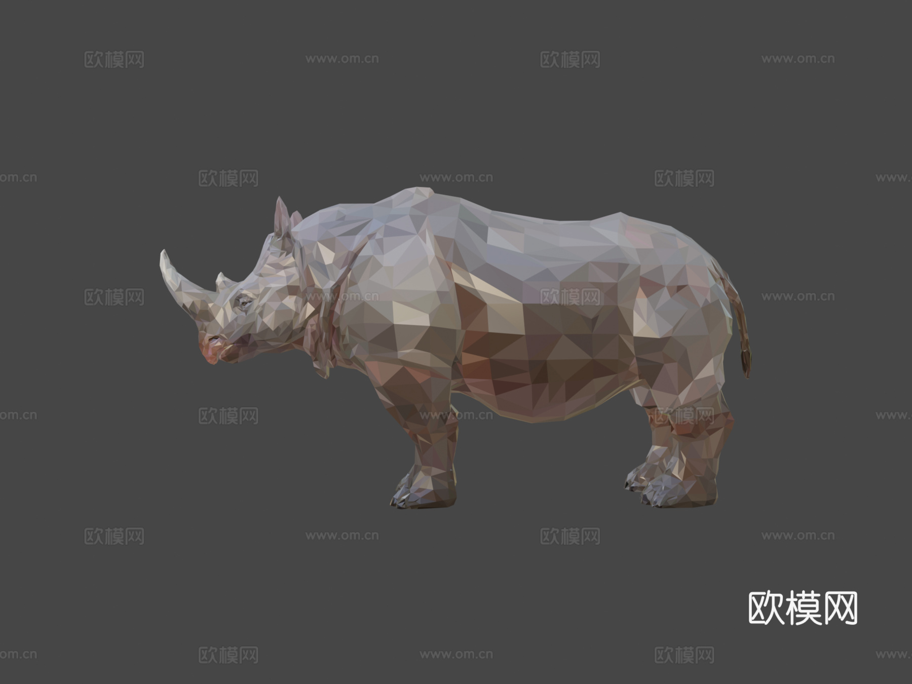 低多边形艺术非洲动物犀牛su模型