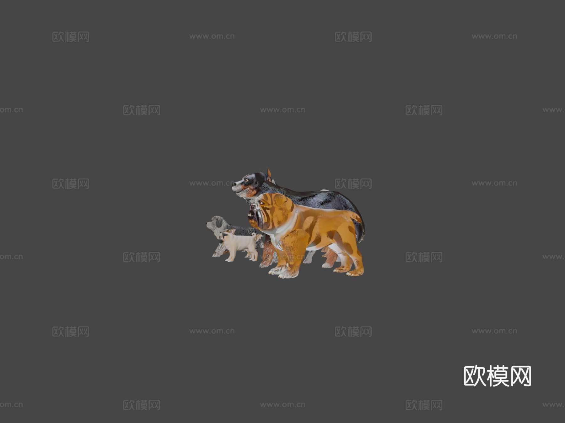 风格化犬只捆绑版su模型下载（渲染图5）