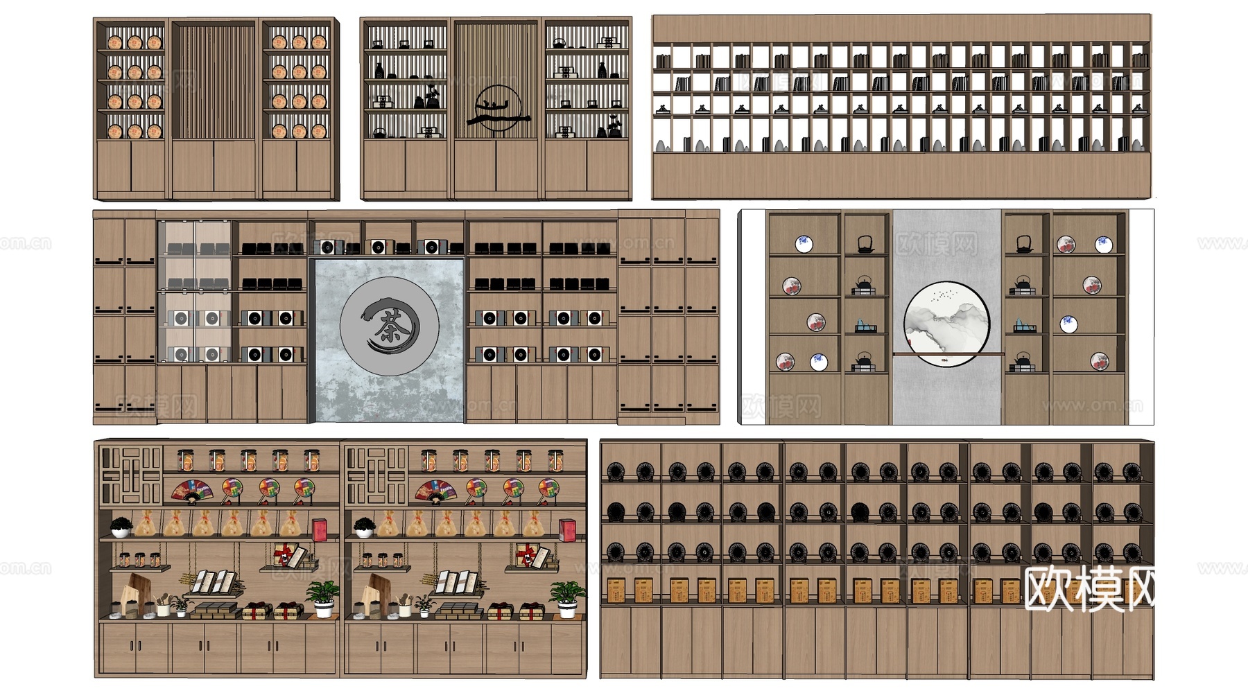 现代货架 货柜 文创展架 超市货架su模型下载（渲染图2）
