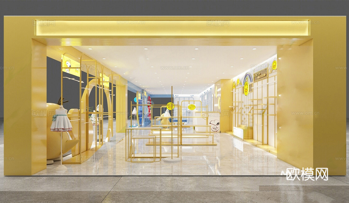 现代童装店 儿童服装店su模型下载（渲染图1）