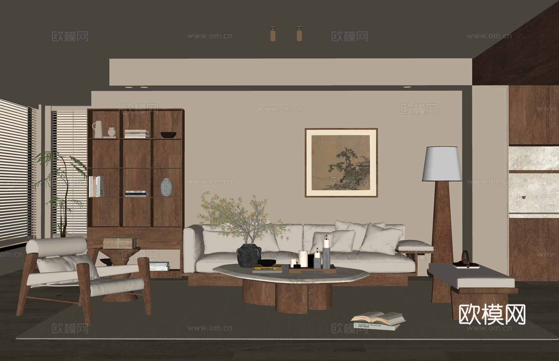 卫生间 阳台 茶室 餐厅su模型下载（渲染图2）