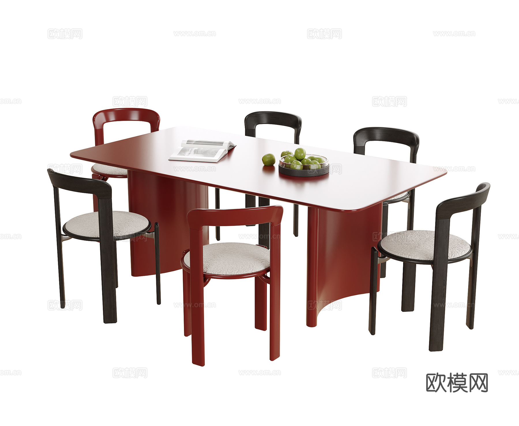 现代餐桌椅 餐椅 餐桌su模型下载（渲染图1）