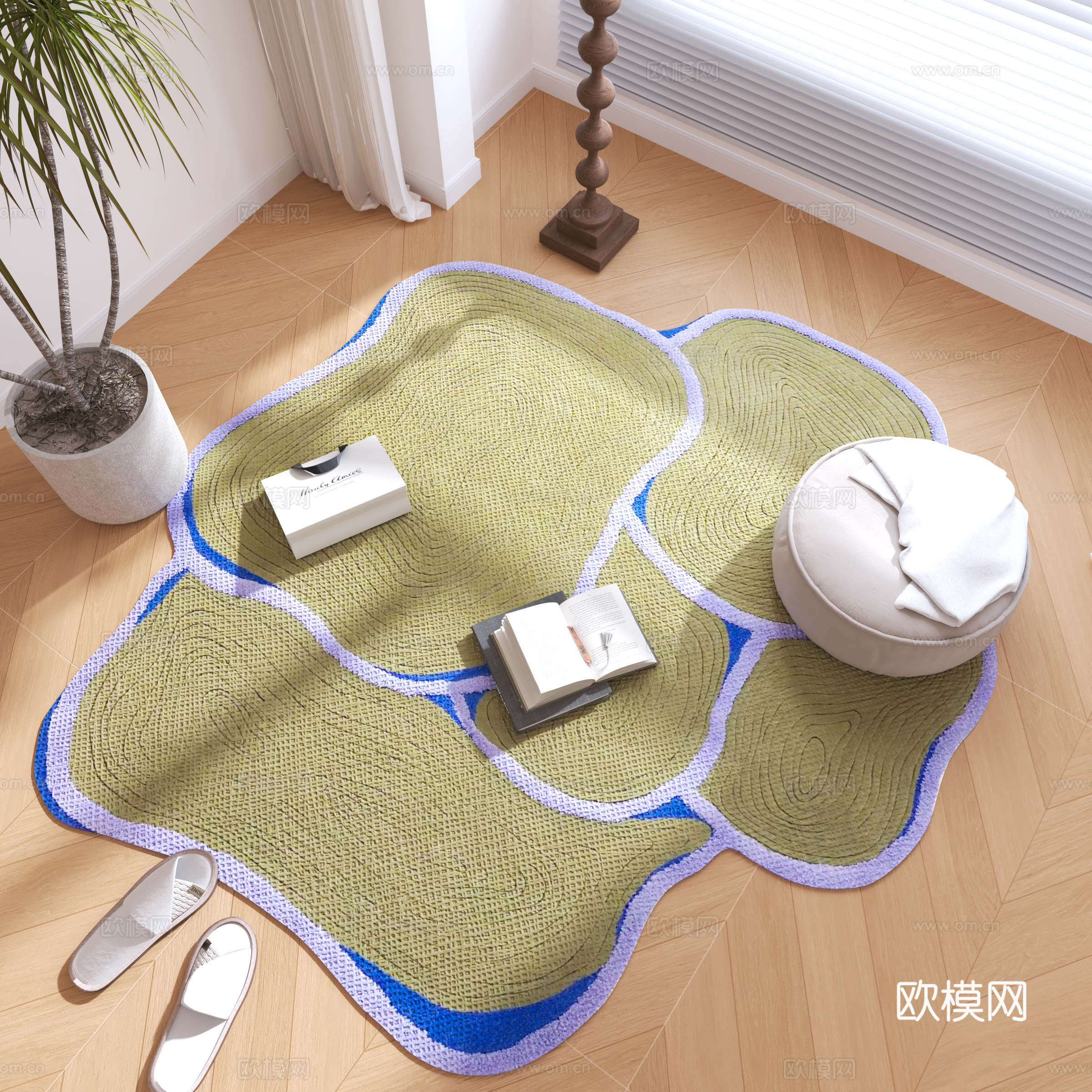 现代异形地毯su模型下载（渲染图1）