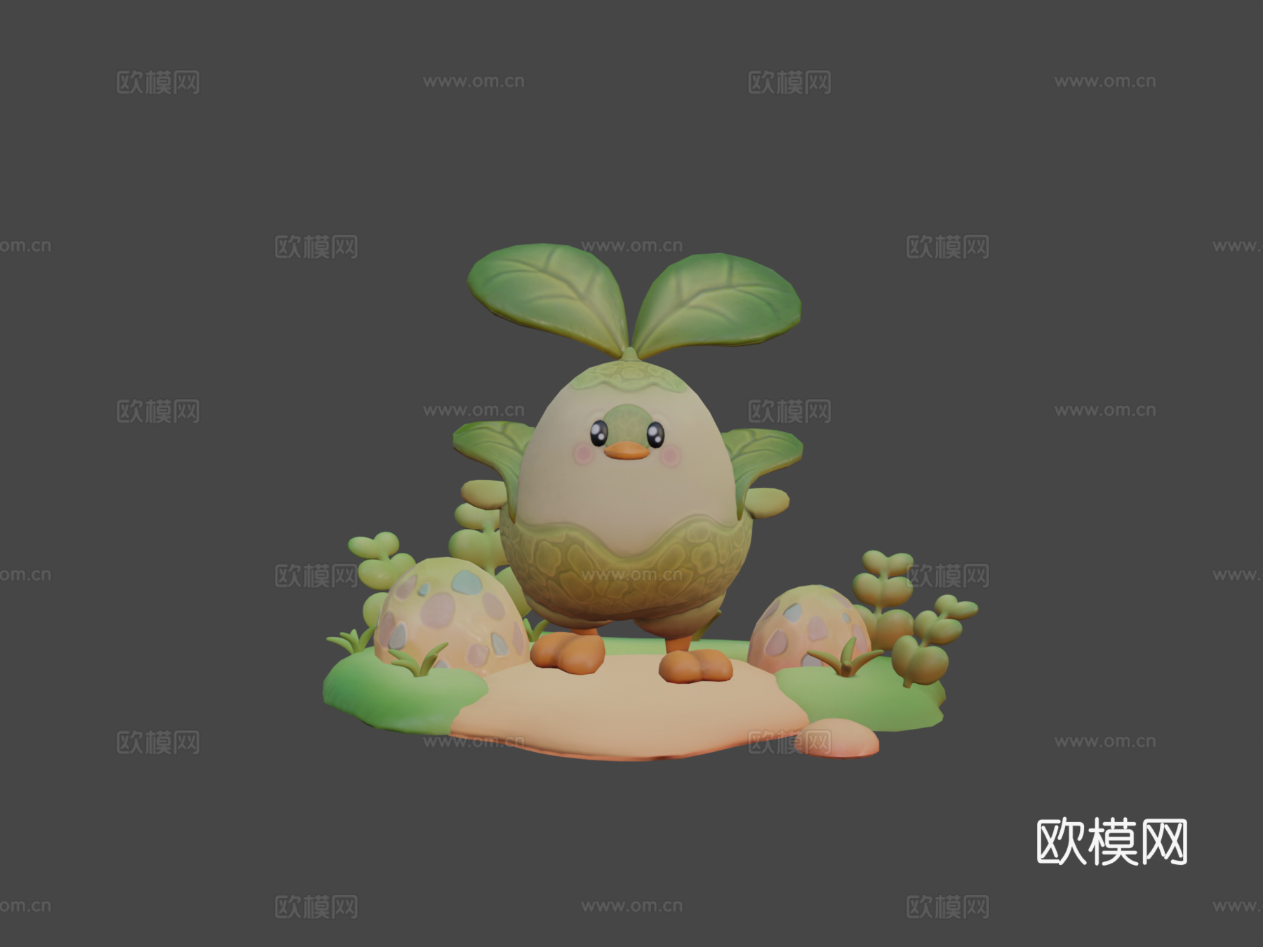 可爱白菜复活节快乐su模型