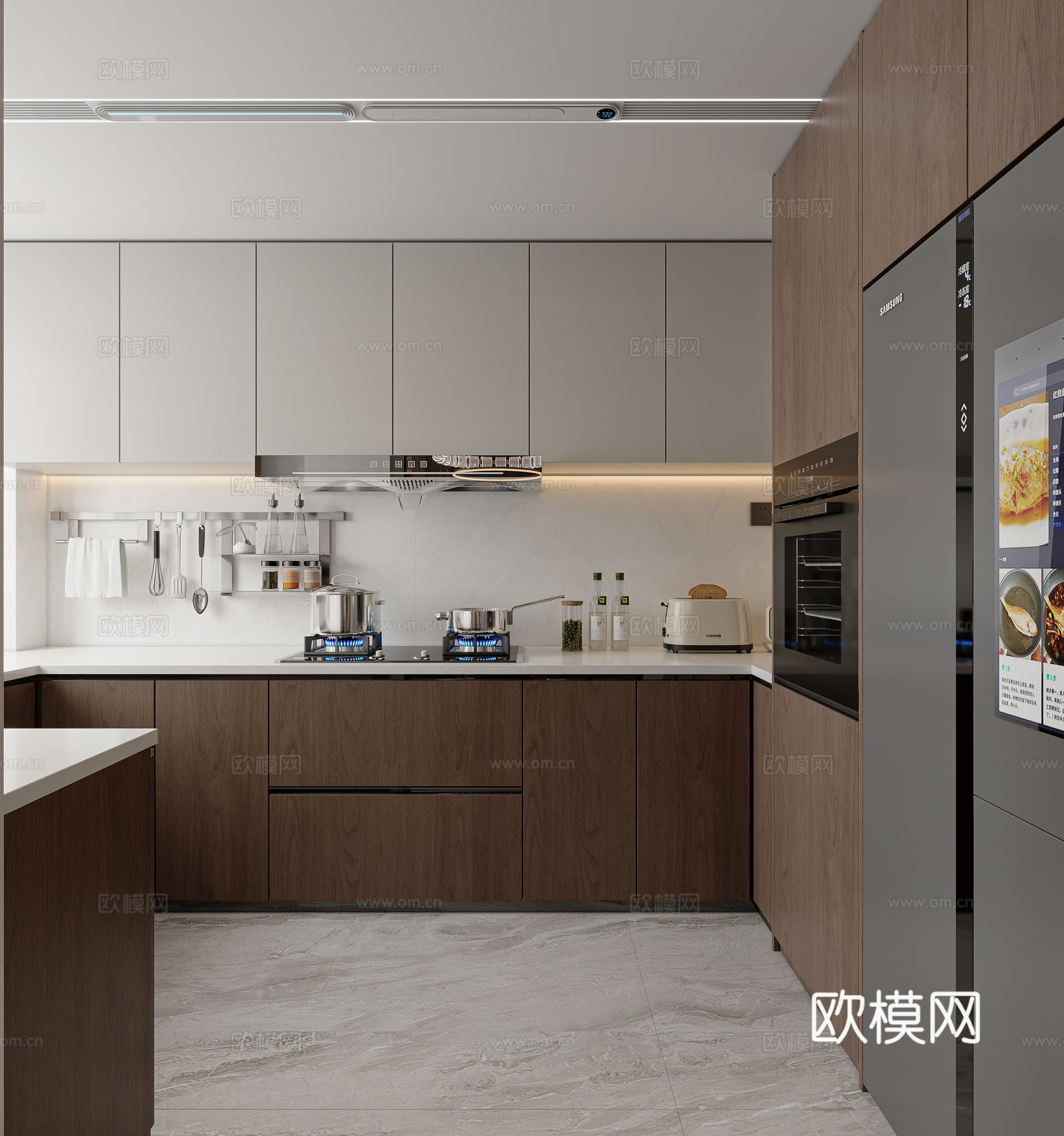 意式轻奢厨房3d模型下载