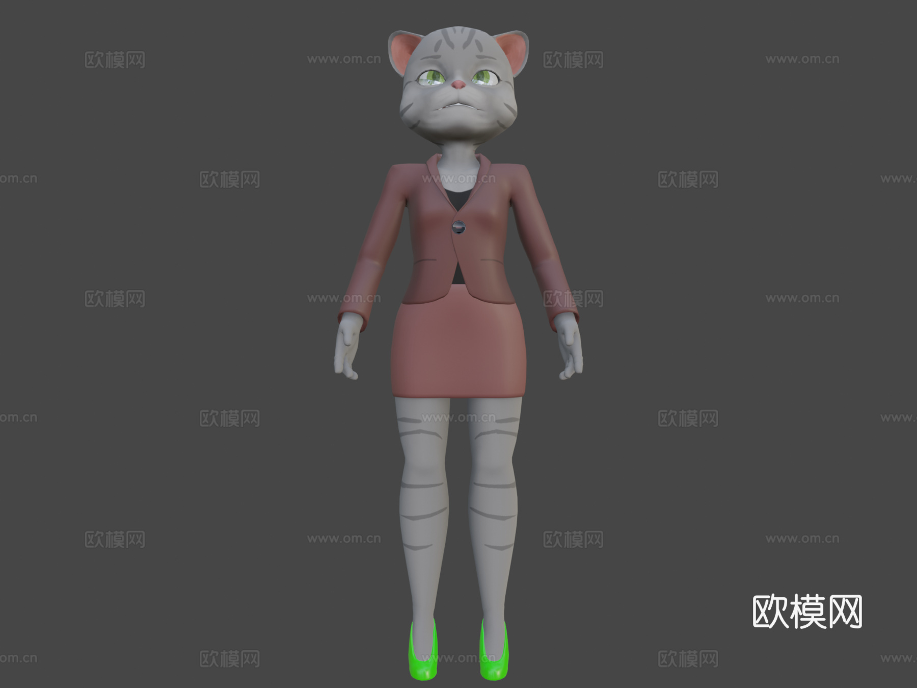 拟人化猫角色su模型下载（渲染图7）