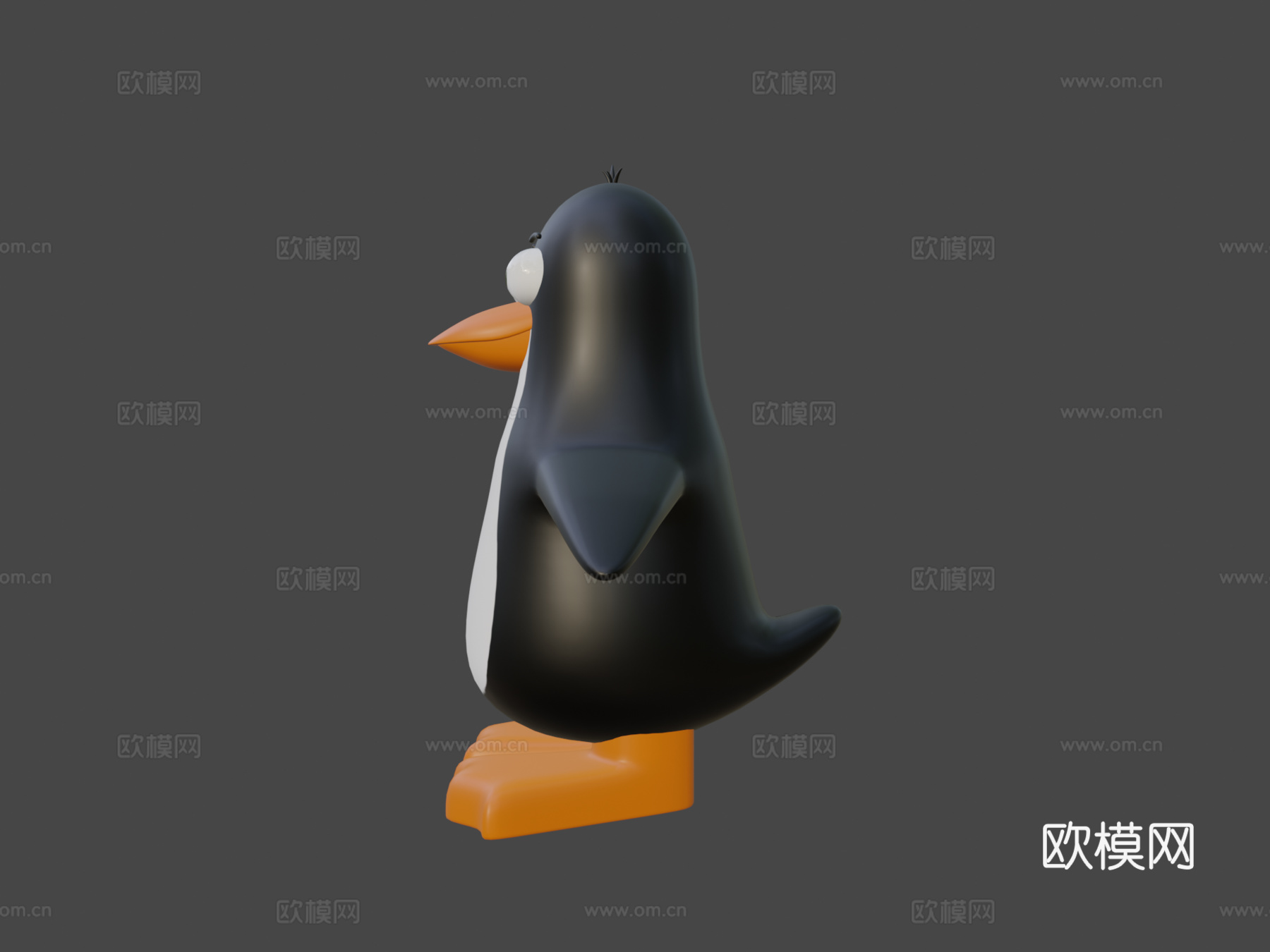 风格化企鹅角色绑定su模型