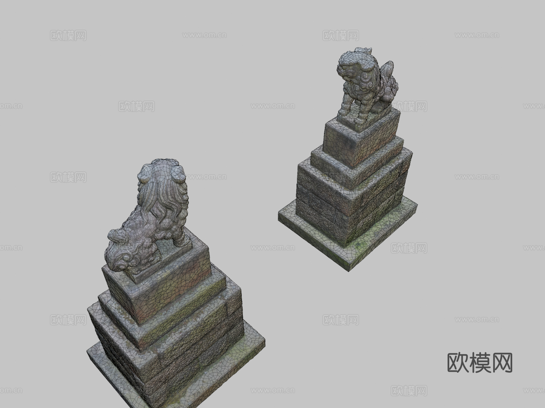 神社双狛犬1守护狮su模型下载（渲染图2）