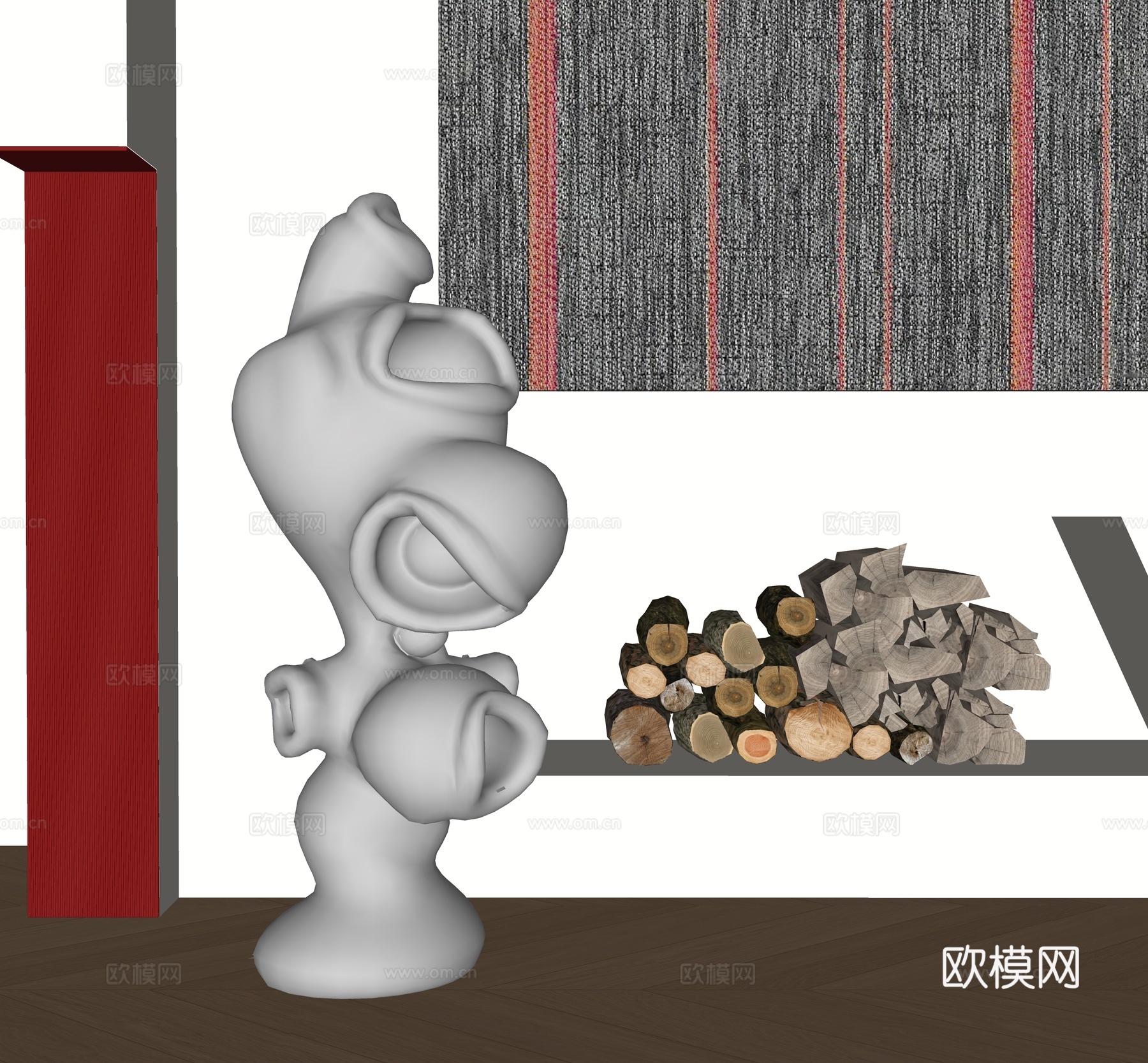 现代落地灯su模型下载（渲染图2）