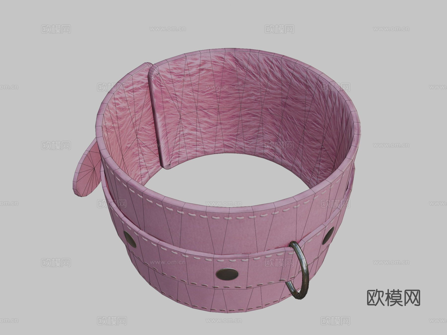 毛皮皮革手铐 PBR游戏就绪资源su模型