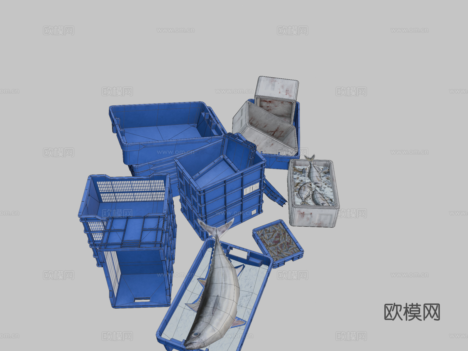 渔用塑料箱su模型