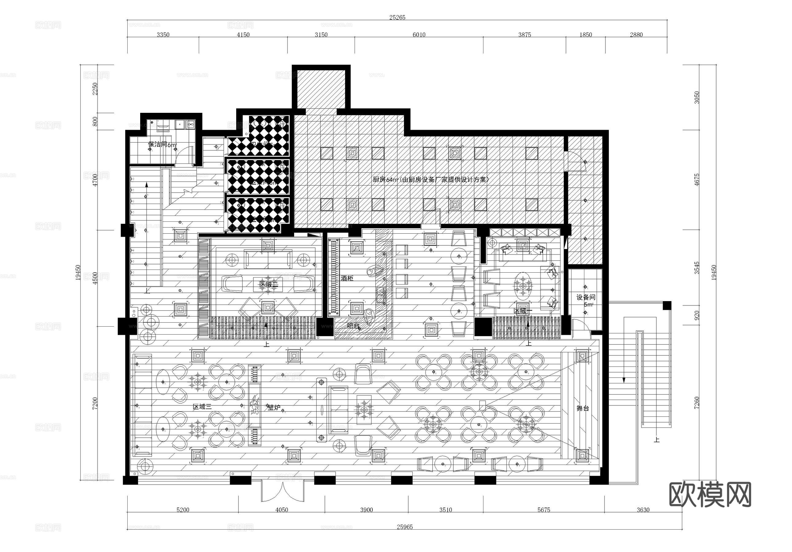 清吧酒馆 CAD平面布置图  音乐餐厅 小酒吧 酒吧餐厅cad施工图