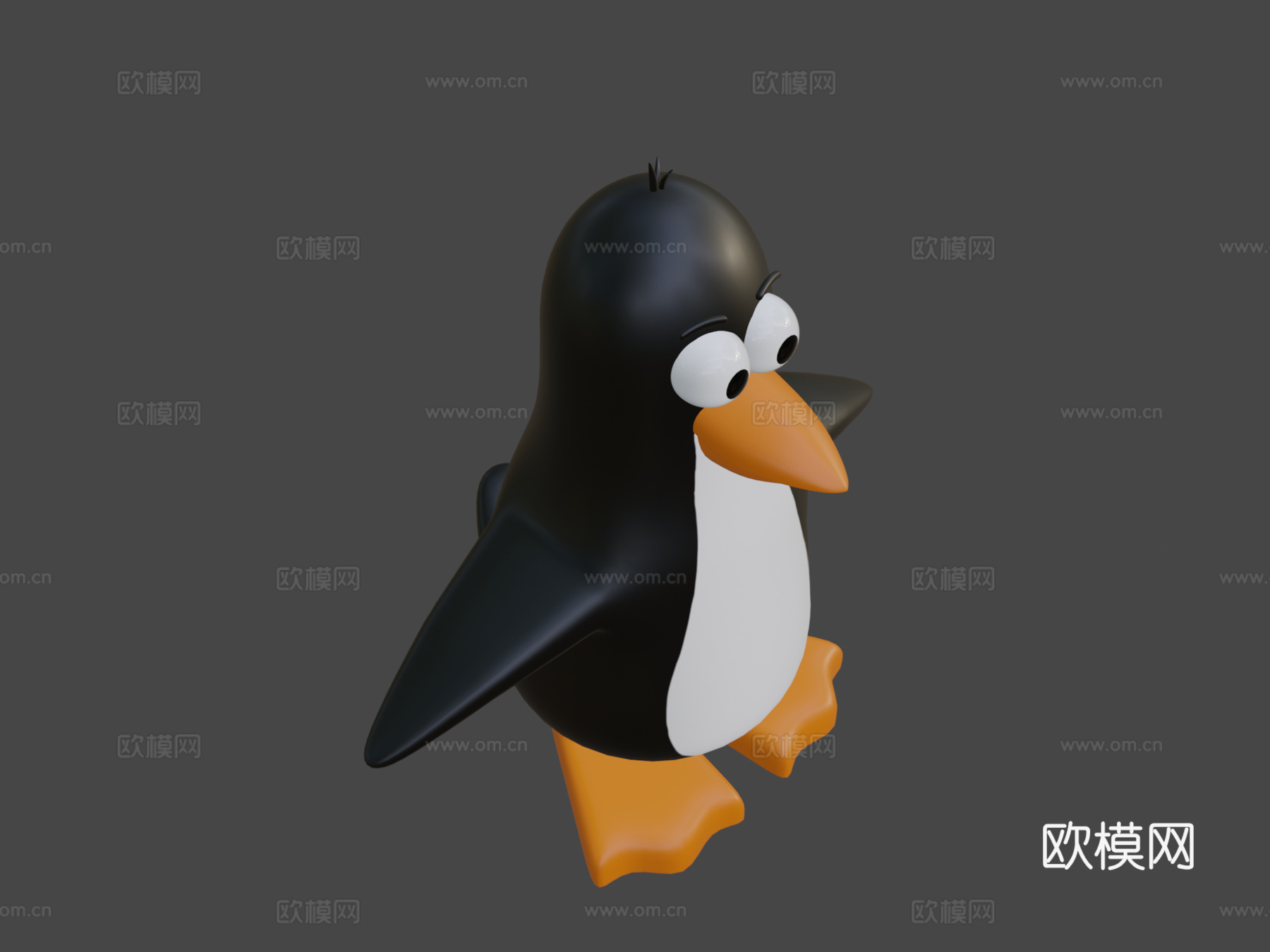 风格化企鹅角色绑定su模型