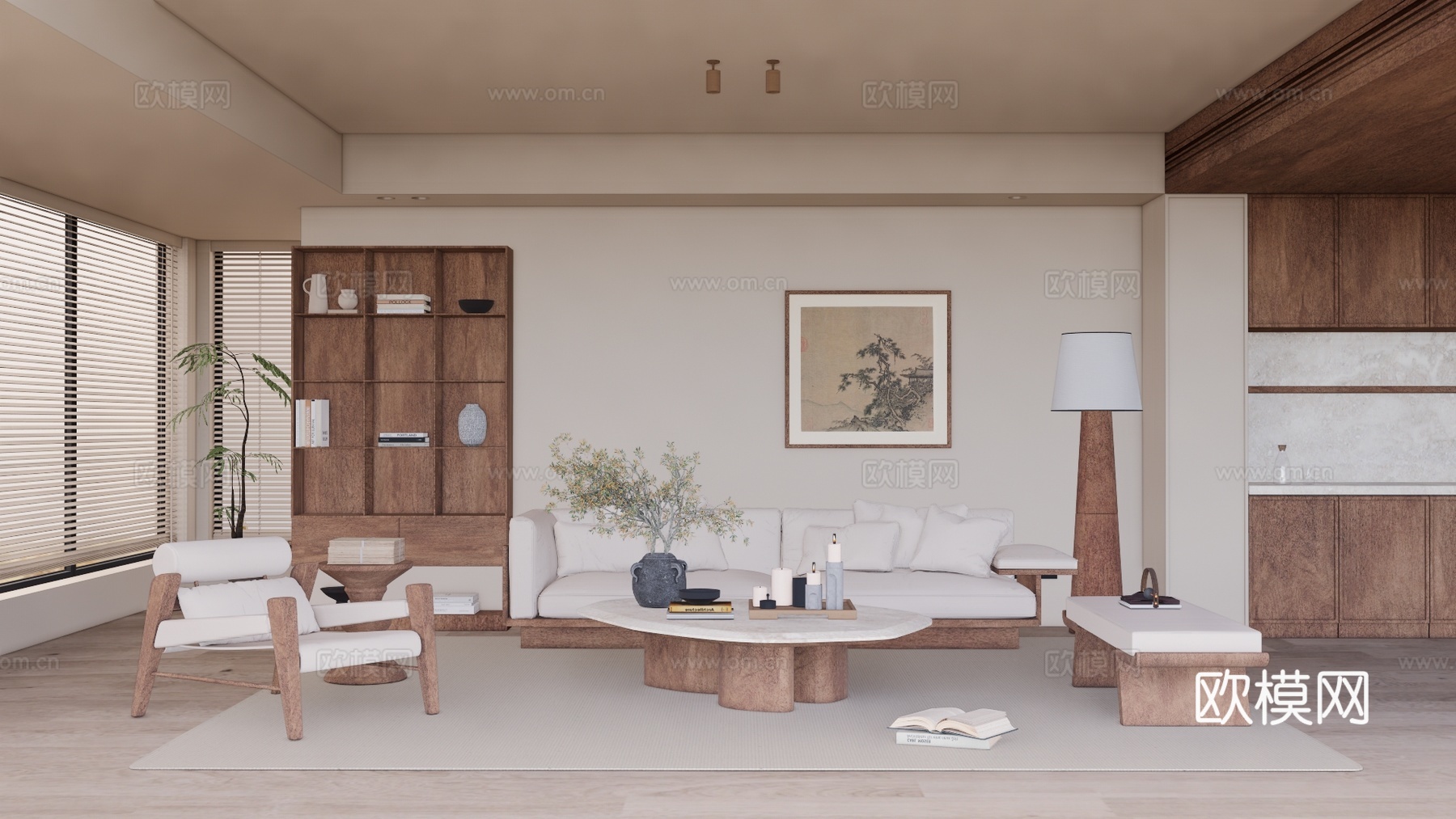 卫生间 阳台 茶室 餐厅su模型下载（渲染图1）