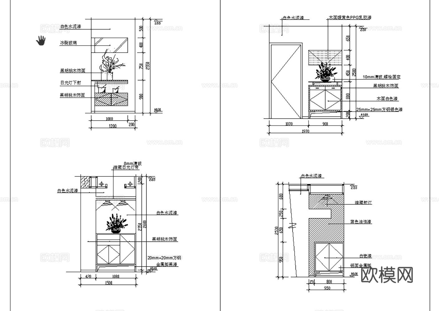 玄关柜 鞋柜 入户玄关 餐边柜 柜子 定制鞋柜 定制玄关柜cad施工图下载（渲染图8）