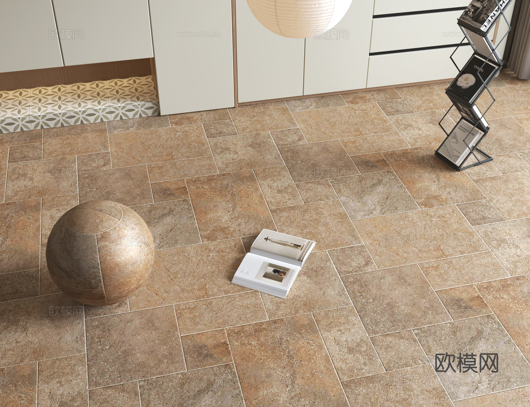 现代莱姆石su模型下载（渲染图1）