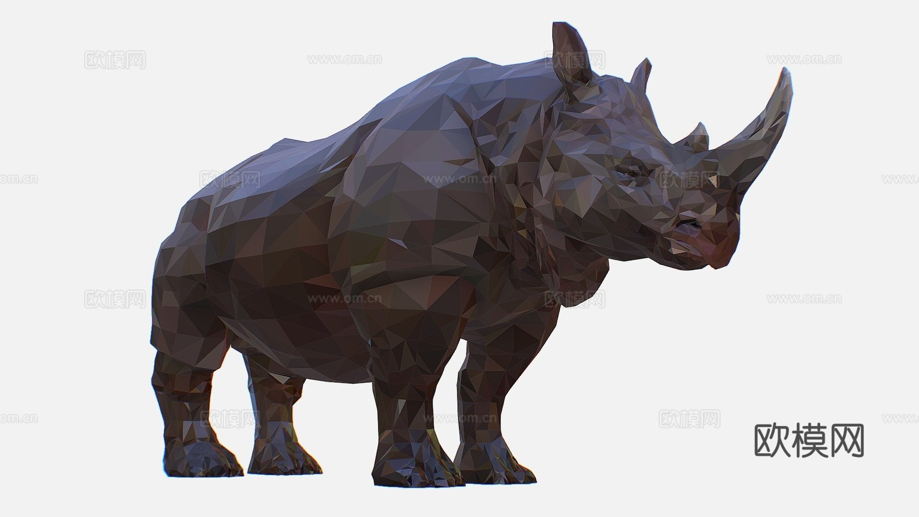 低多边形艺术非洲动物犀牛su模型