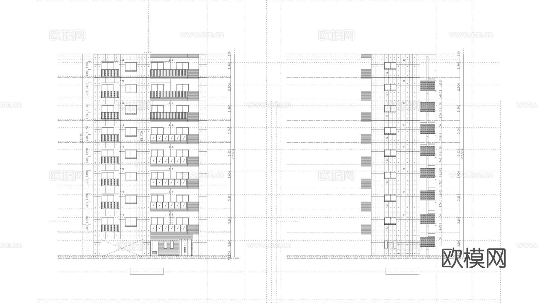 公寓建筑图纸 大厦建筑图纸 住宅建筑图纸 办公写字楼图纸cad施工图下载（渲染图1）